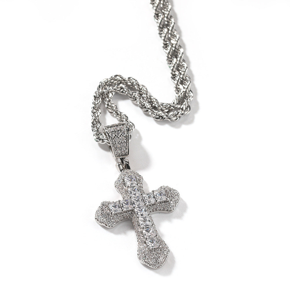 men's white gold cross necklaces