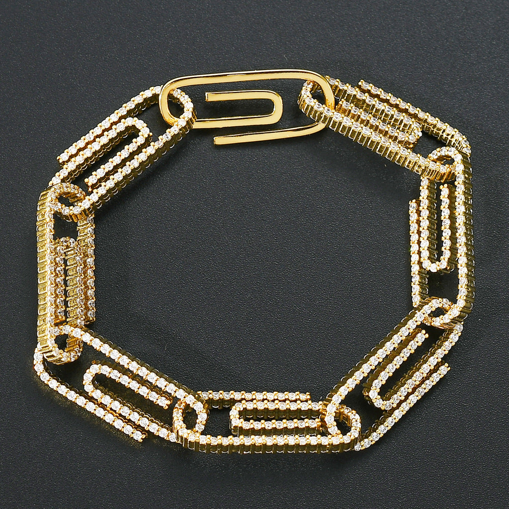 10mm Iced Out Paper Clip Bracelet