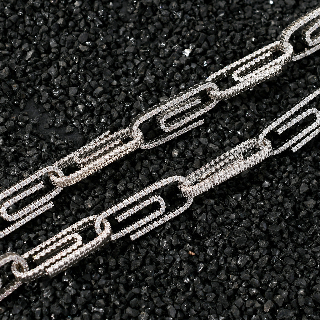 10mm Iced Out Paper Clip Cuban Link Chain