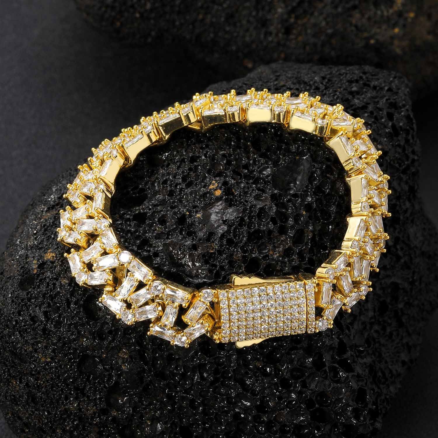 13mm Baguette Diamond Cuban Bracelet For Men