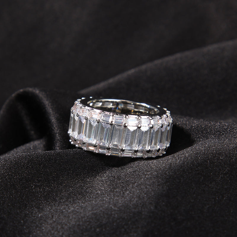 baguette emerald cut diamond ring