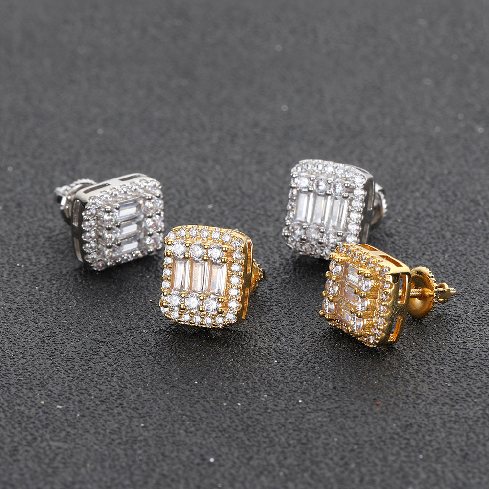 square hip hop earrings