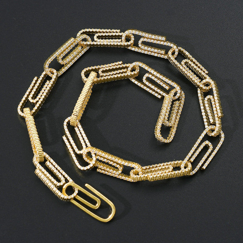 10mm Iced Out Paper Clip Cuban Link Chain