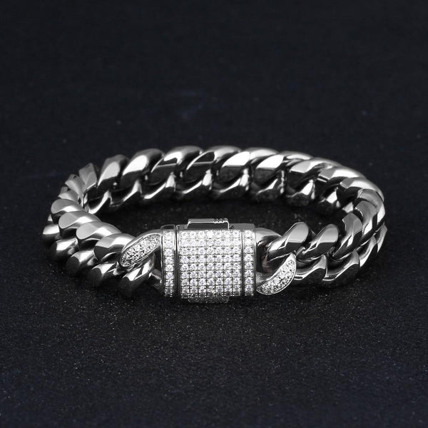 18k white gold cuban link bracelet