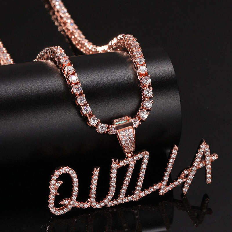 real diamond custom name necklace