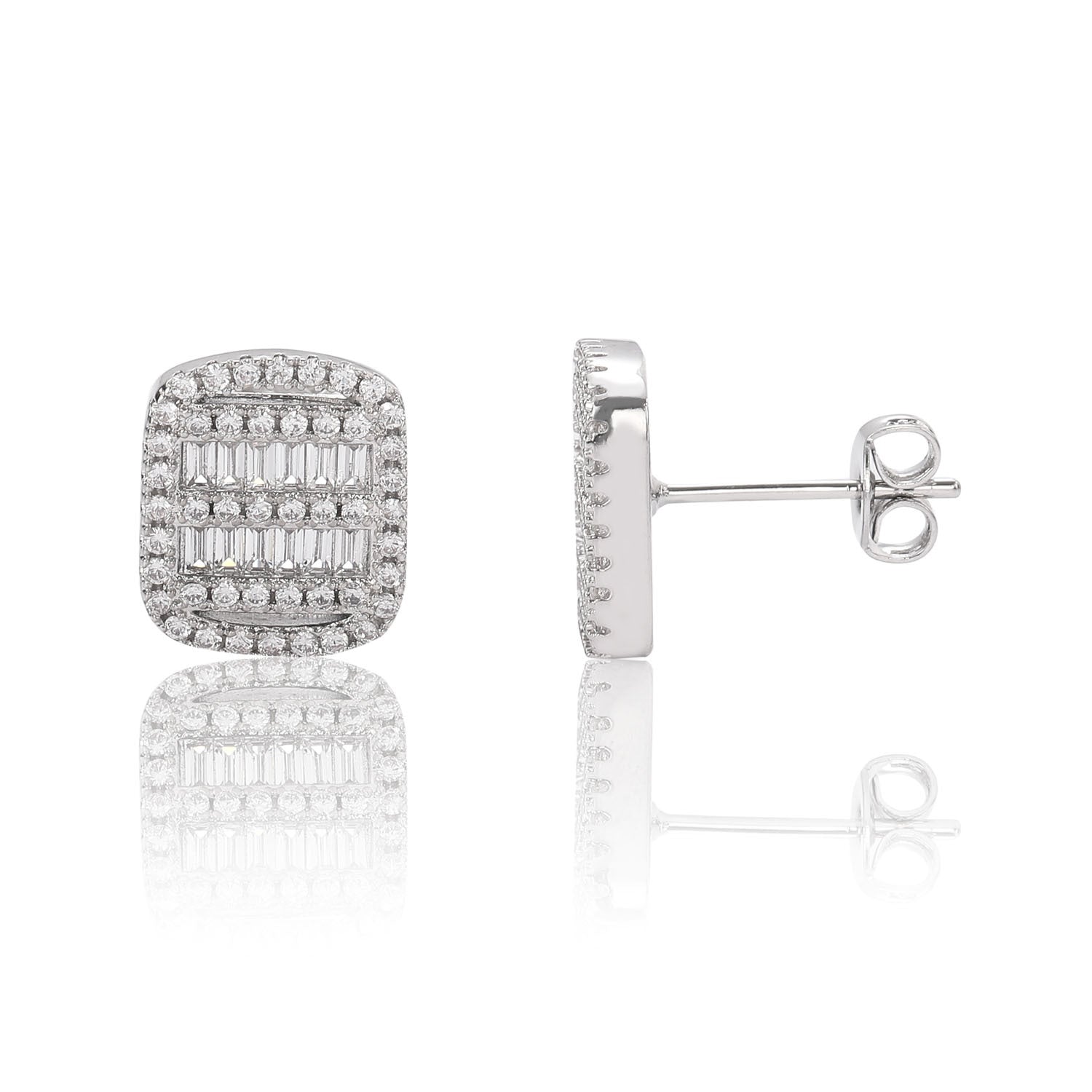 Two rows baguette cut earring