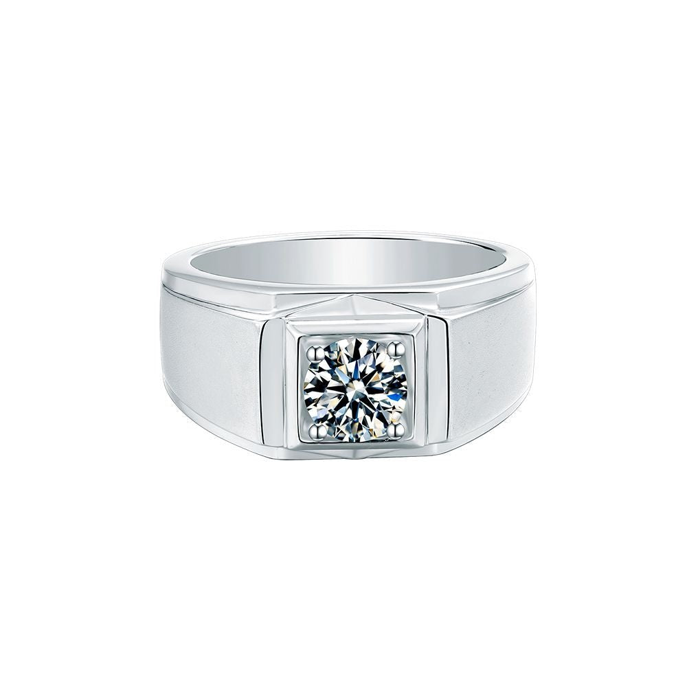 1.0 Carats men's moissanite silver rings