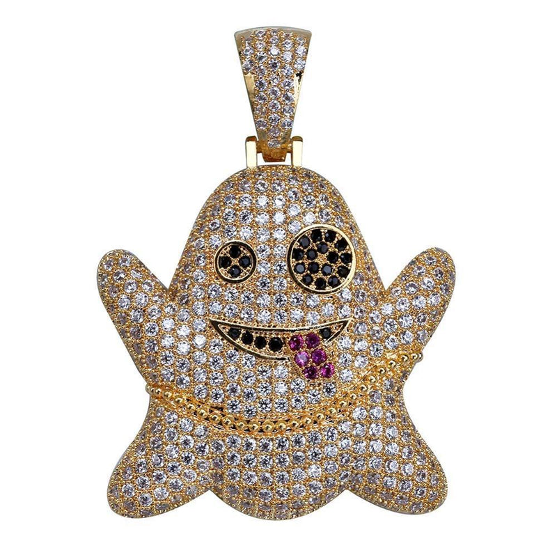 Iced Out Ghost Emoji Pendant