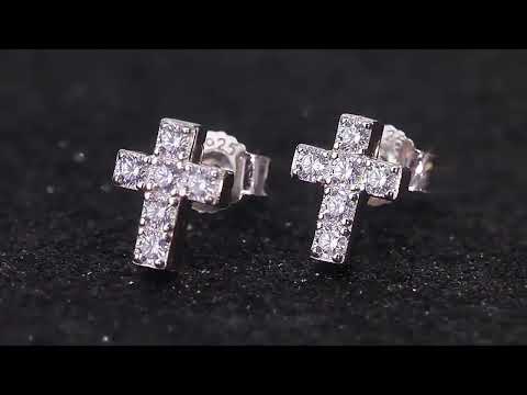 mens diamond cross earrings