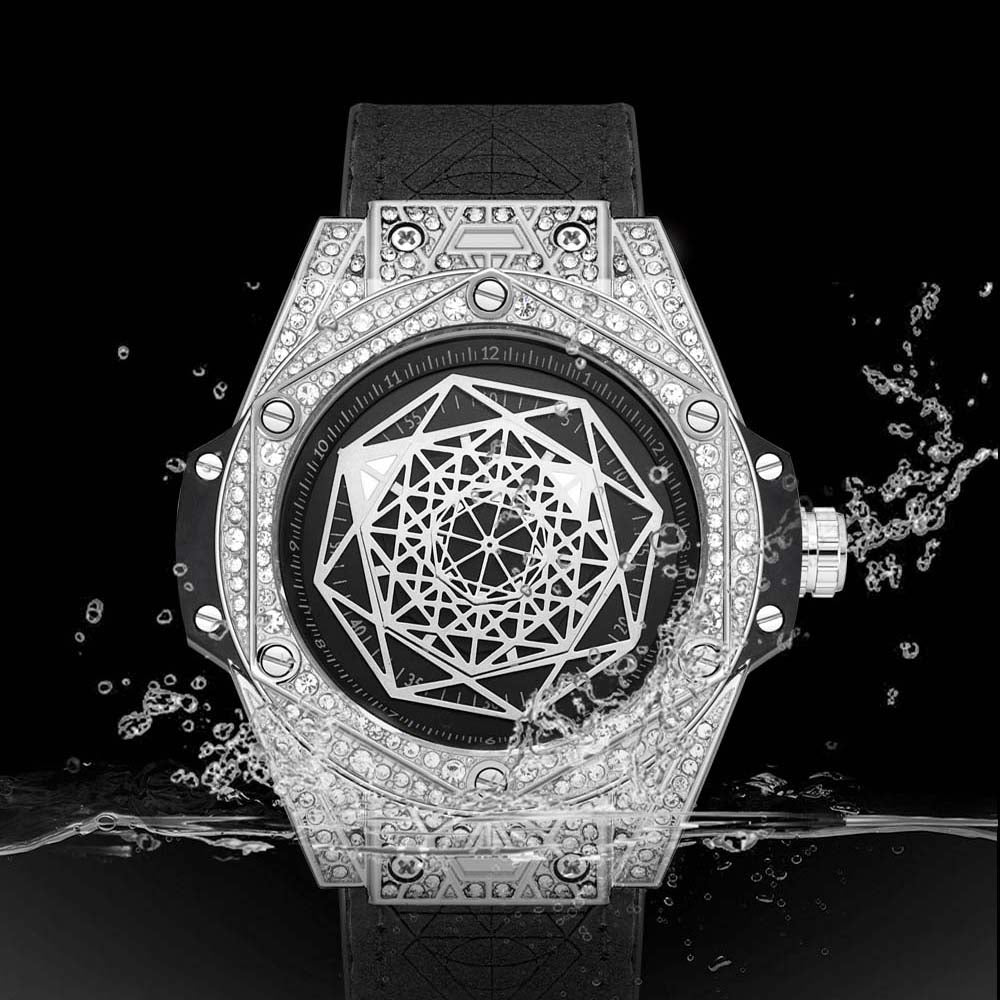 Hip-hop Style Black Diamond Watch