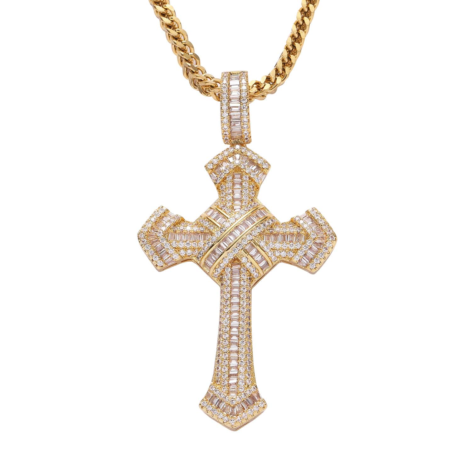 gold cross pendant mens engraved