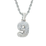 Iced Out Bubble Number Necklace