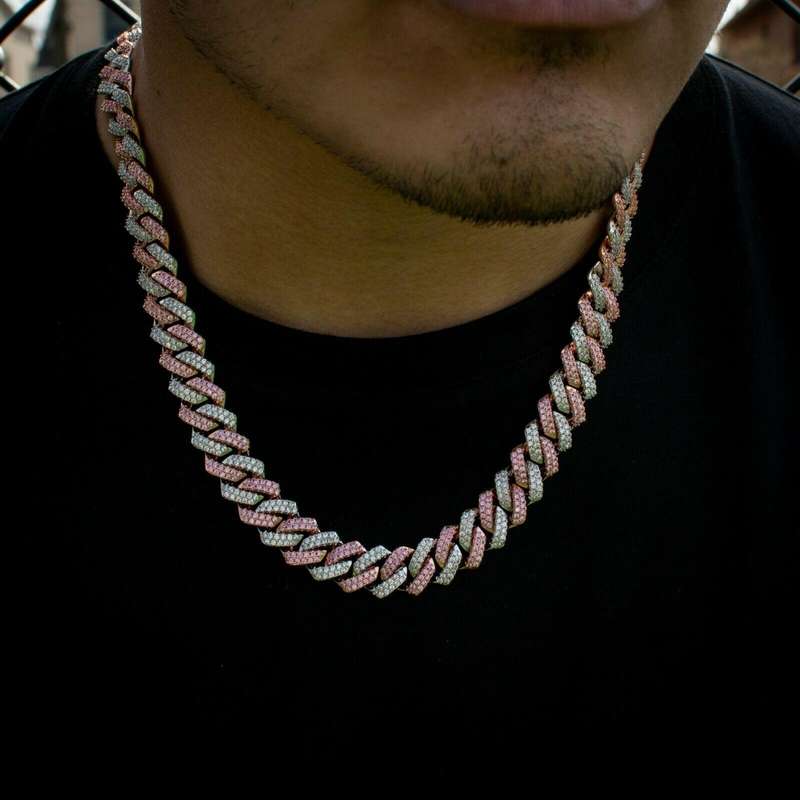 pink iced out chain