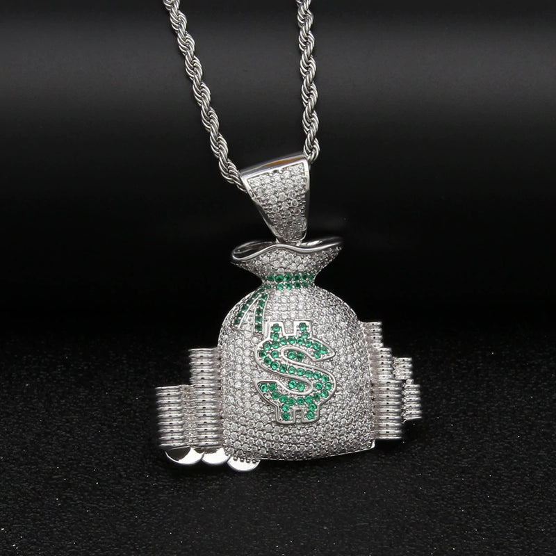 iced out silver pendant
