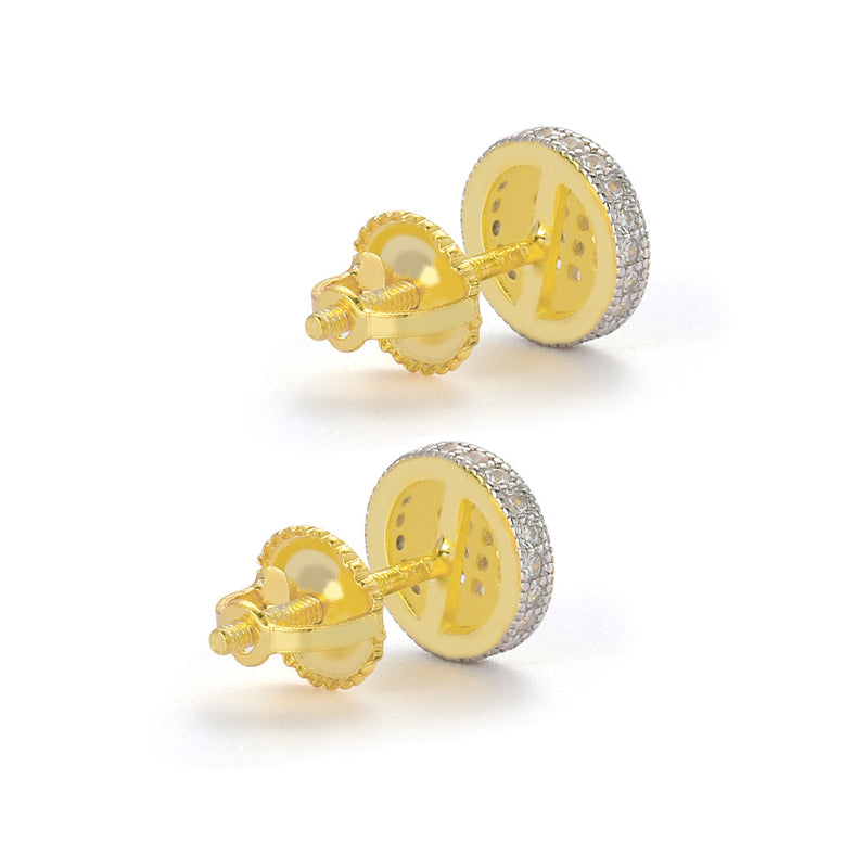round gold diamond earrings