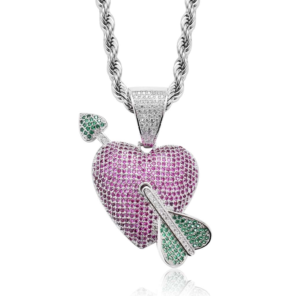 Arrow Through Heart Love Pendant