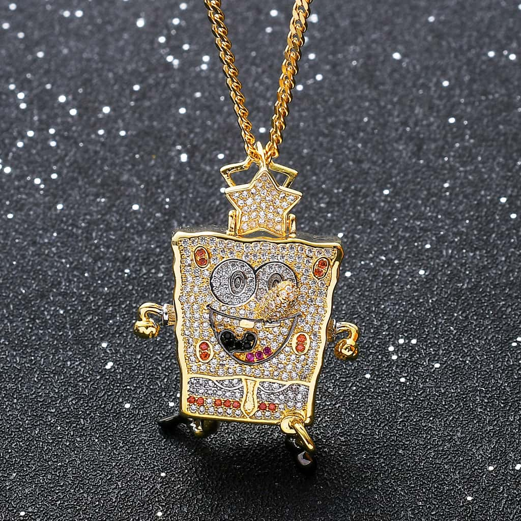 diamond spongebob pendant