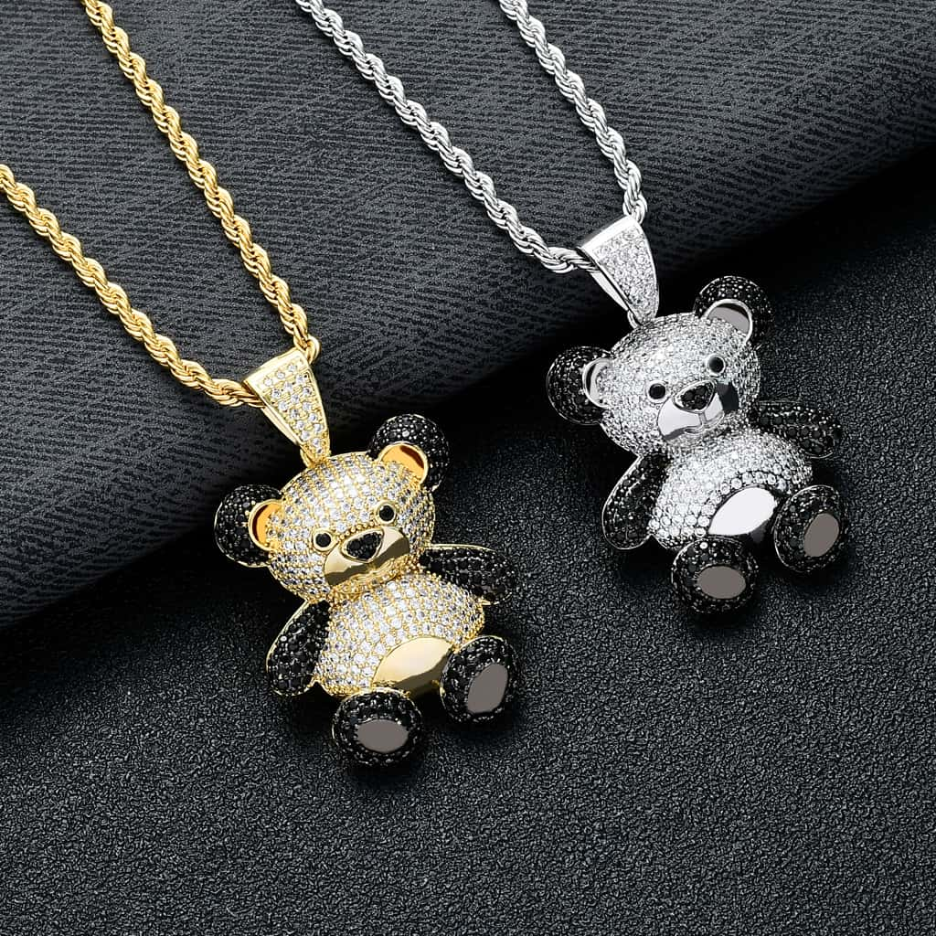 teddy bear gold pendant