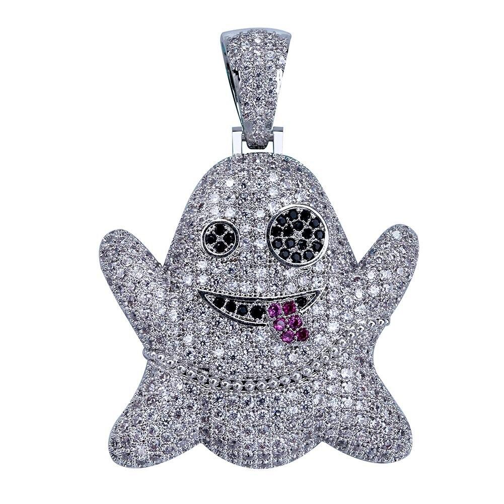 Iced Out Ghost Emoji Pendant